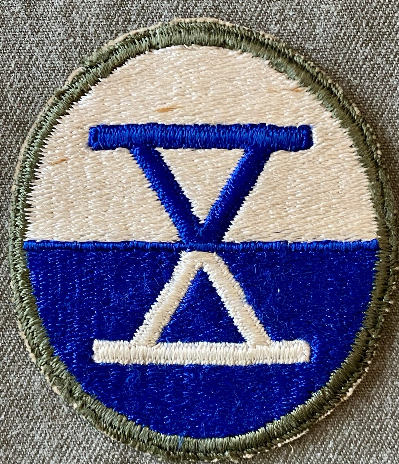 Original WWII US Army X Corps Patch - 10th Corps SSI OD Border cut-edge