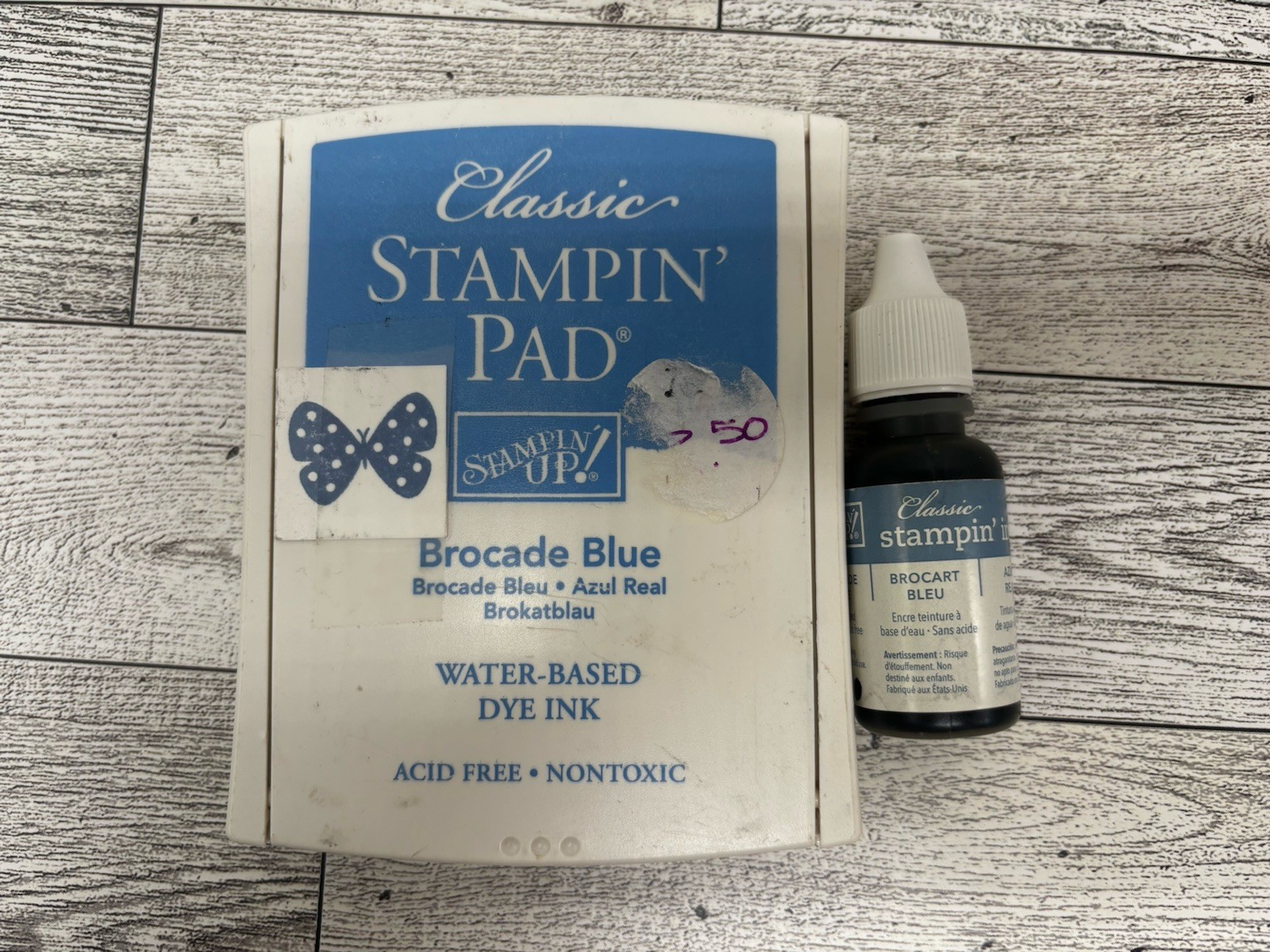Stampin Up Classic - Brocade Blue - Linen Dye Ink Pad & Full Ink Refill