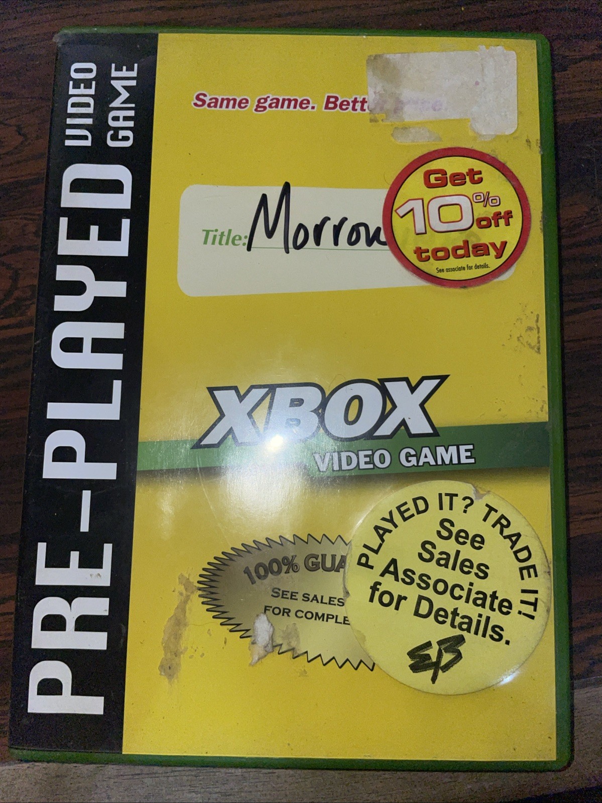 Morrowind Xbox Game Only- Pre Played Case No Manual