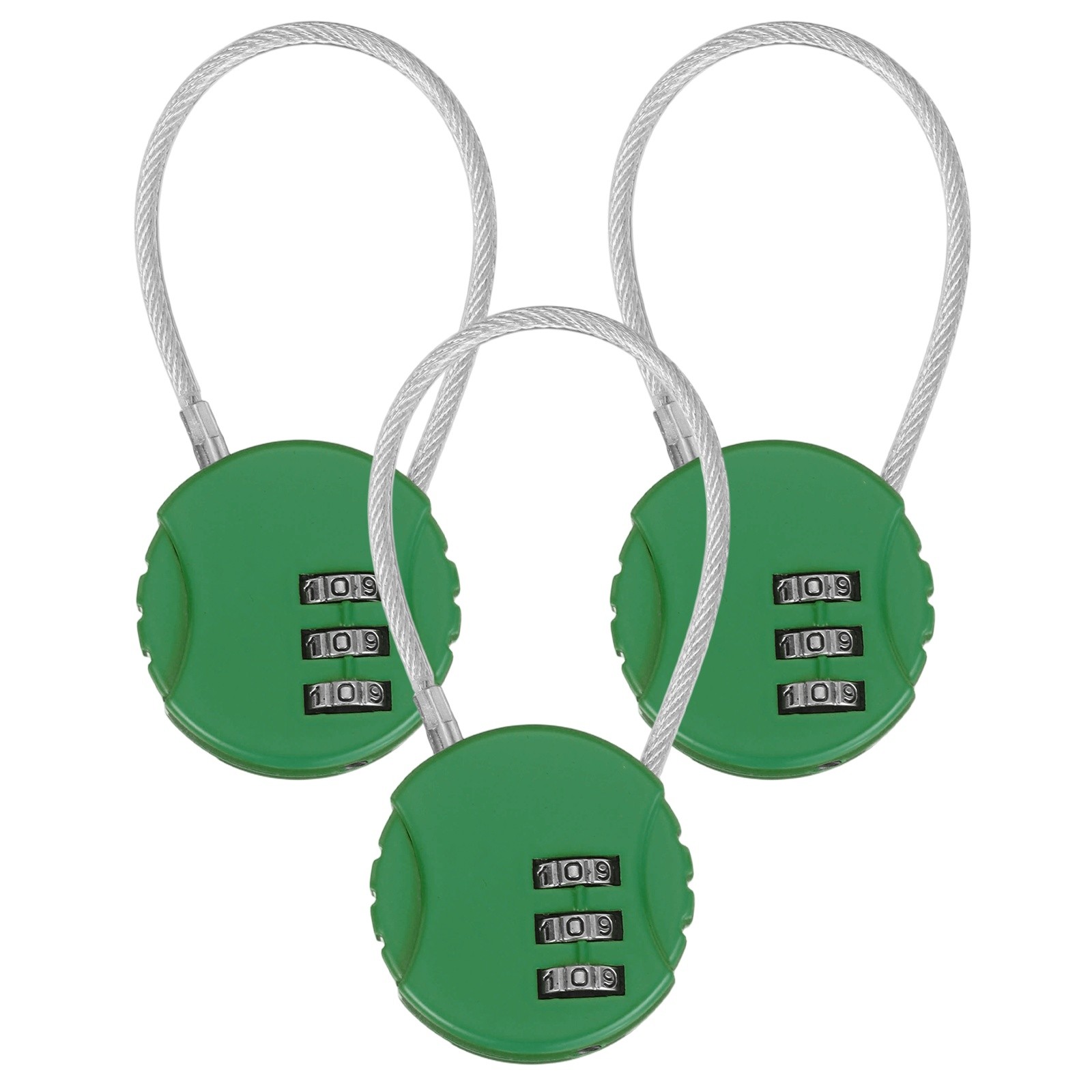 3-Pack Combination Locker Lock, 3 Digit Padlock for Gym/Luggage [Dark Green]