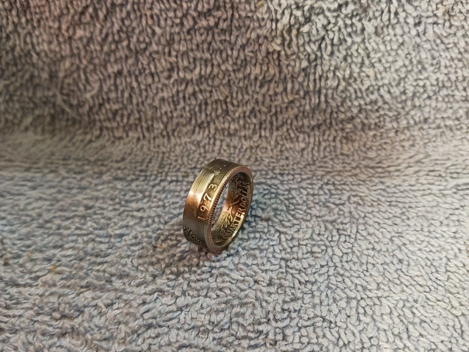 1973  Washington Quarters, Handmade Coin Ring, Size 7