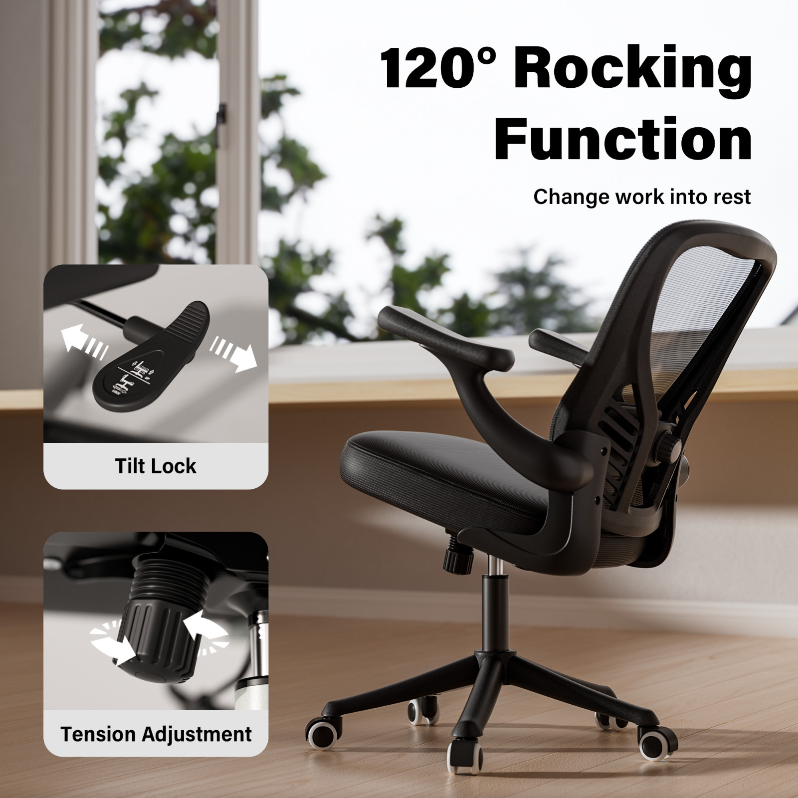 Mid Back Ergonomic Mesh Office Chair Swivel Computer Desk Chair with 3D Arm