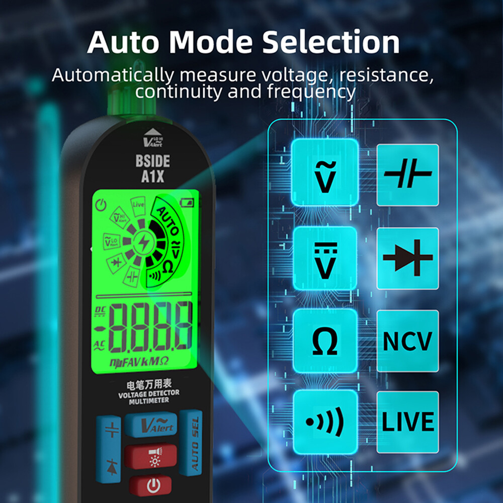 A1X Digital LCD Multimeter DC/AC Voltage Tester Resistance Meter with Flashlight