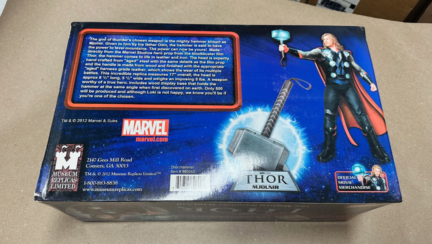 THOR HAMMER MJOLNIR 2012 Prop Replica ONLY 500 - MARVEL Official Licensed NEW