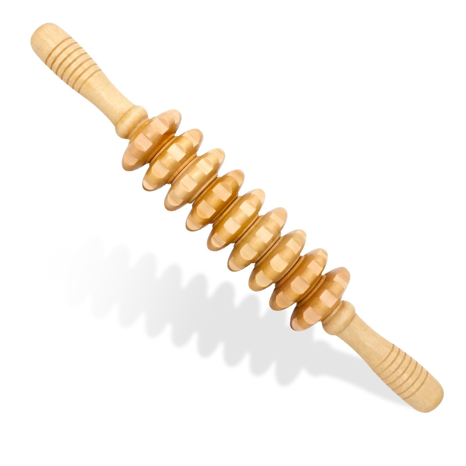 Wooden Fascia Massage Roller – Handheld Myofascial Release Massage Stick w