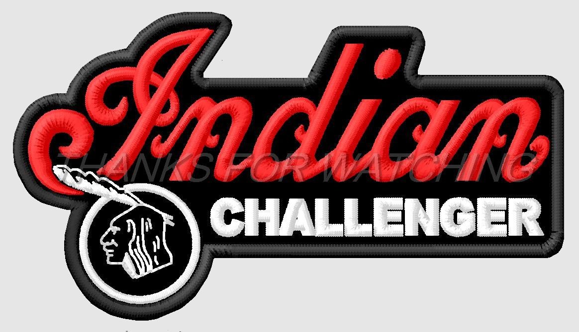 INDIAN CHALLENGER EMBROIDERED PATCH IRON/SEW ON 4-1/2" x 2-1/2" MOTORCYCLES, V2
