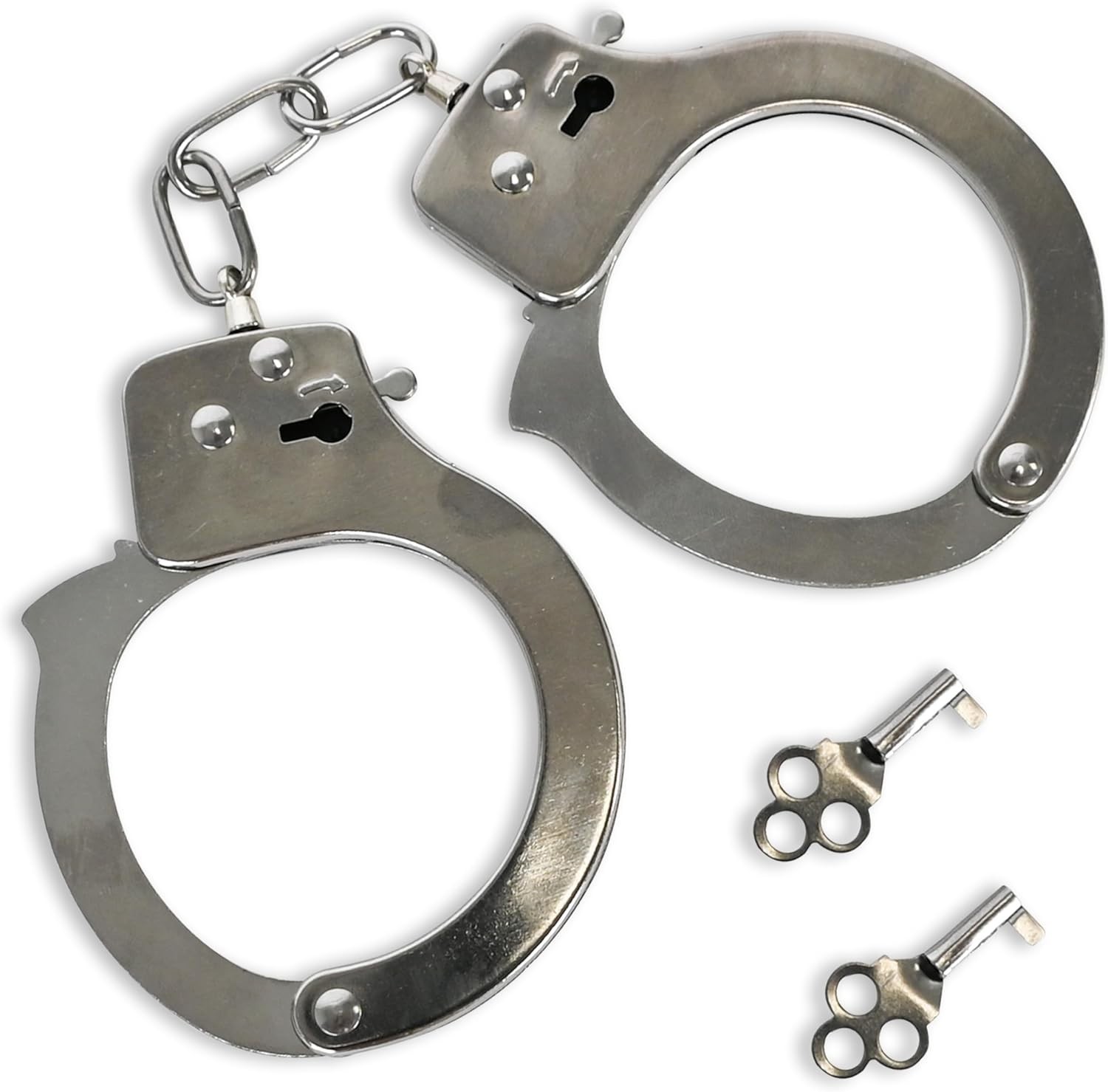 Toy Handcuffs with Keys Kids Police Sheriff Role Play Metal Cuffs Costume Prop F
