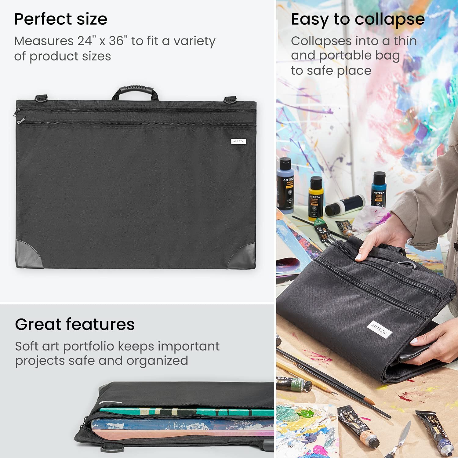 Arteza Soft Portfolio | Black | 24 x 36
