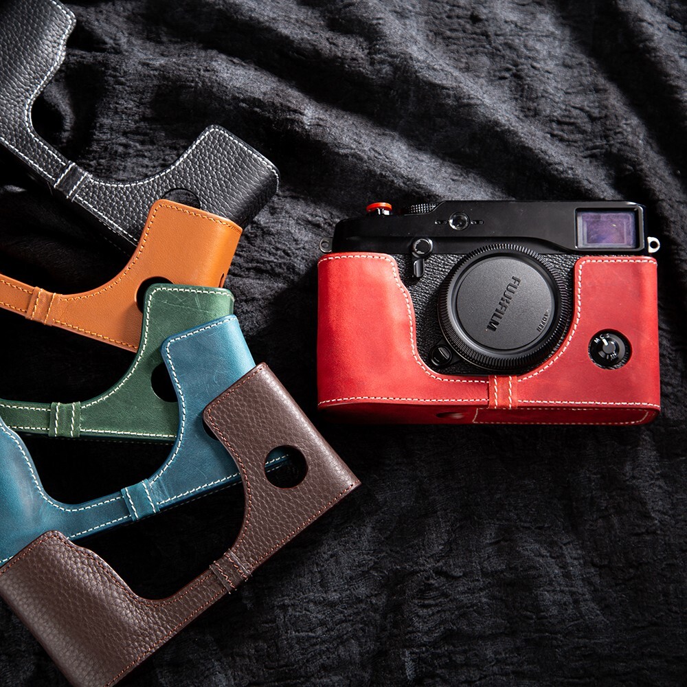 For FUJIFILM X-Pro1 Case Handmade Genuine Real Leather Half Camera Case Bag