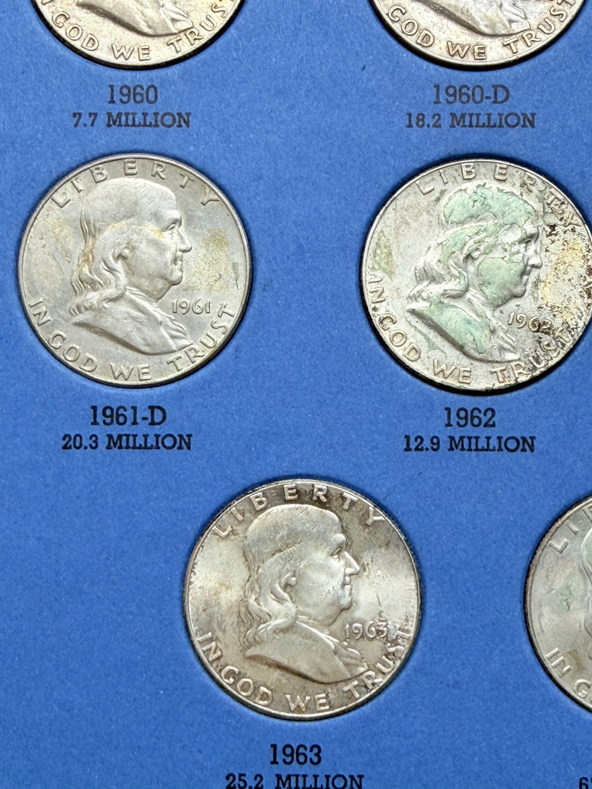 1948 - 1963 COMPLETE SET 35 BEN FRANKLIN 90% SILVER HALF DOLLARS COLLECTION