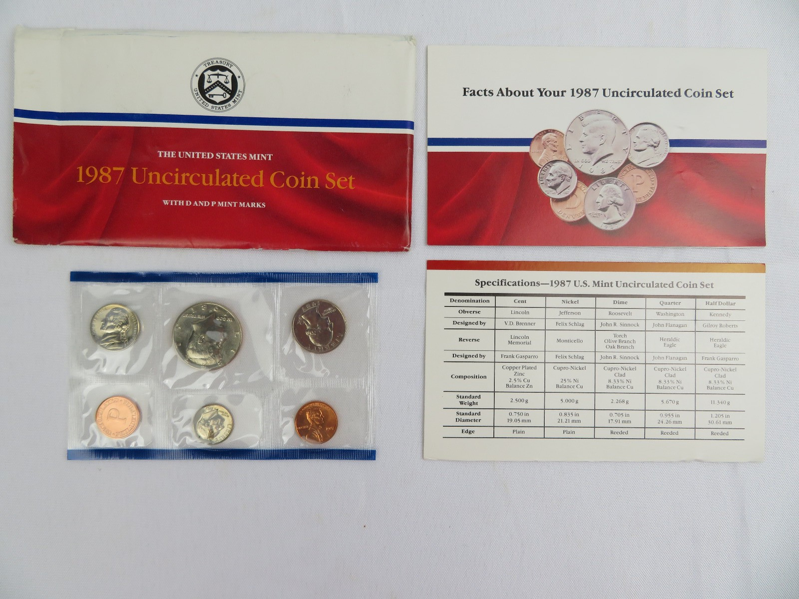 1987 Uncirculated P 6 Coins in Sets
