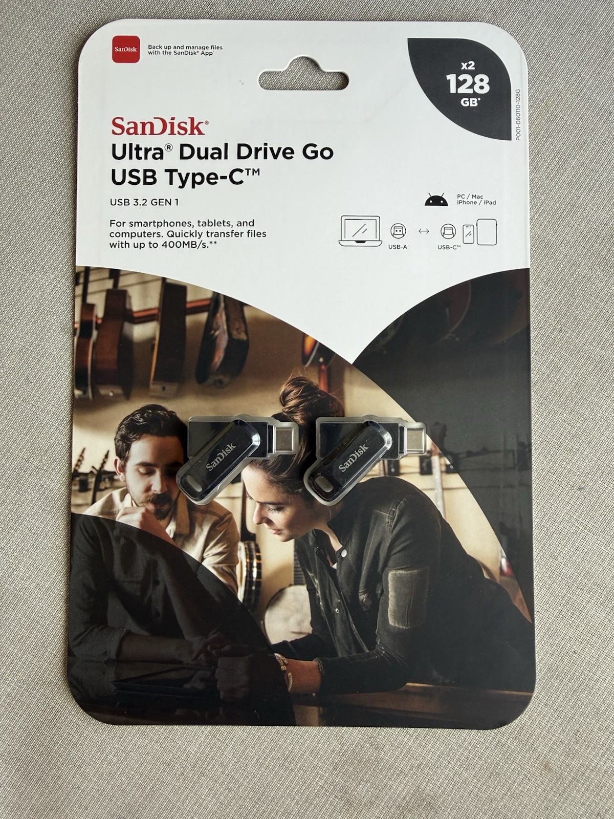 New SanDisk Ultra Dual Drive Go USB Type C USB Flash drive SDDDC3-128G-AS162 2pk