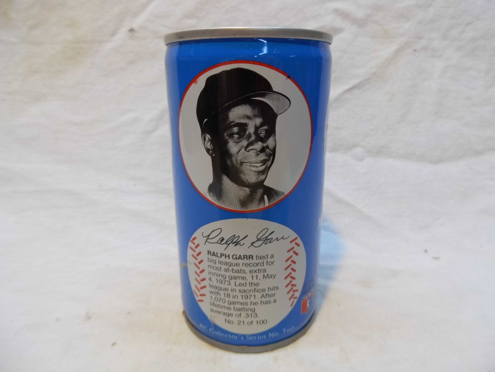 ROYAL CROWN RC COLA BASEBALL C/S SODA CAN~RALPH GARR #21/100