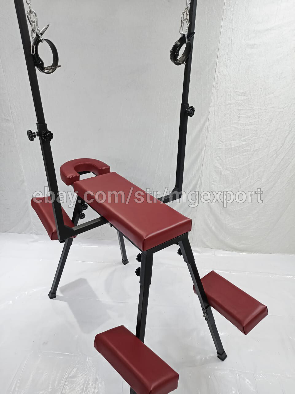 Portable Bench With Headrest Wine Color