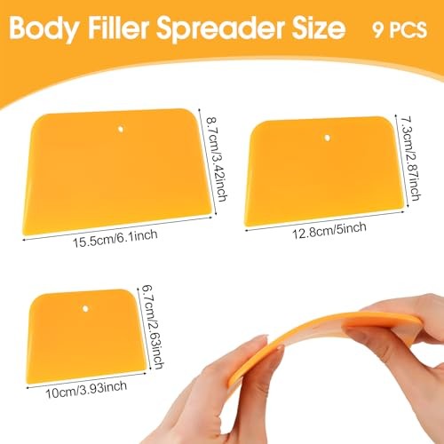 Body Filler Spreader, 9 Pack Reusable Plastic Spreader Tool for Automotive 1
