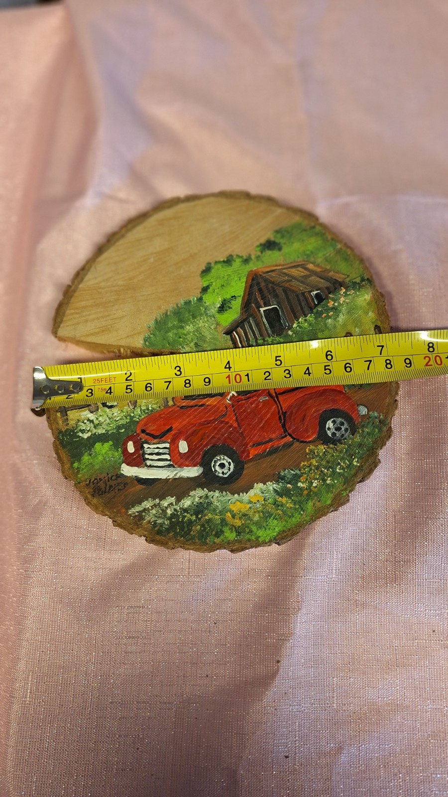 wood carving, hand made, Tractor & barn.