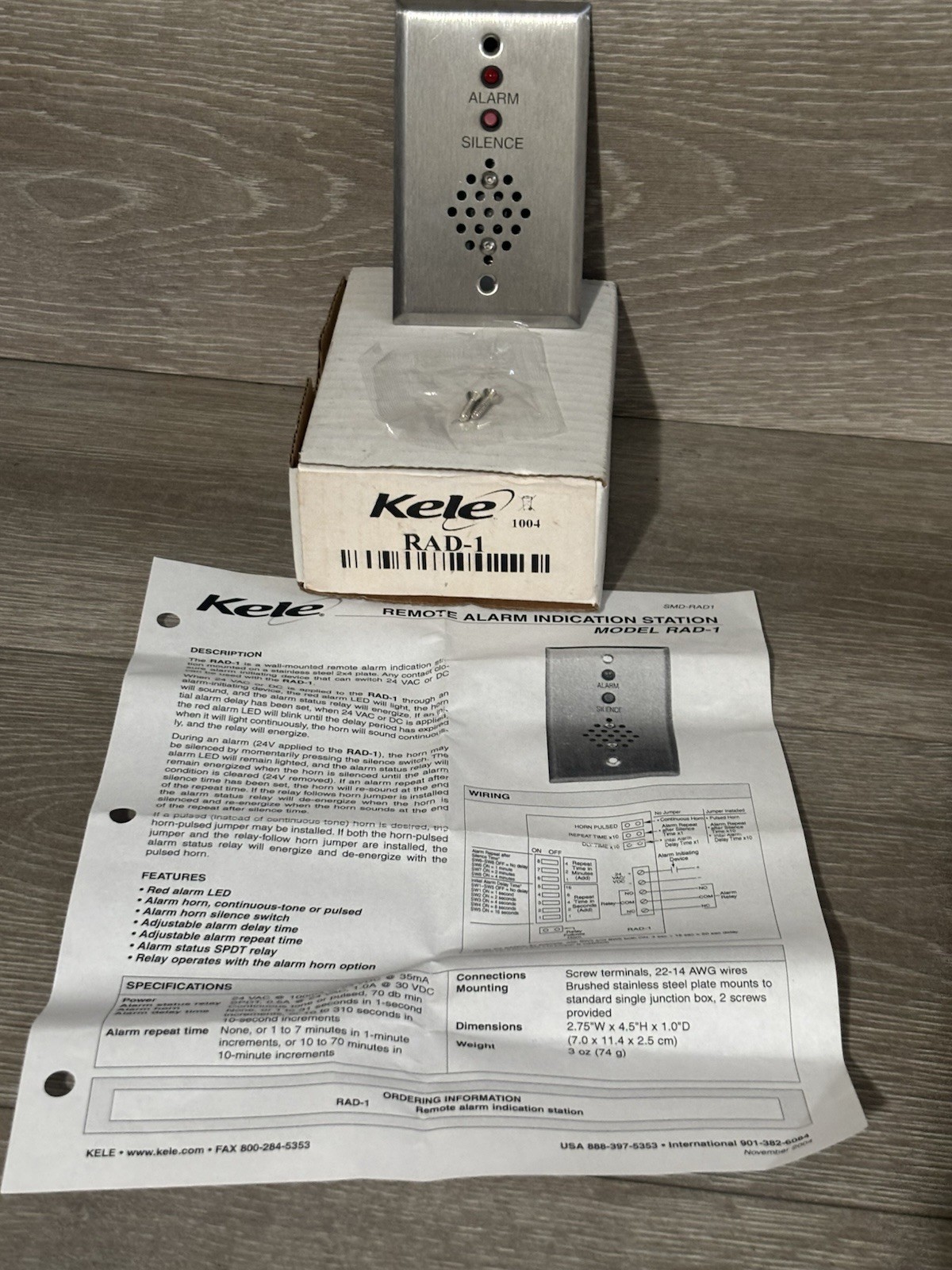KELE RAD-1 REMOTE ALARM INDICATION STATION 24 VAC/DC - NEW OPEN BOX