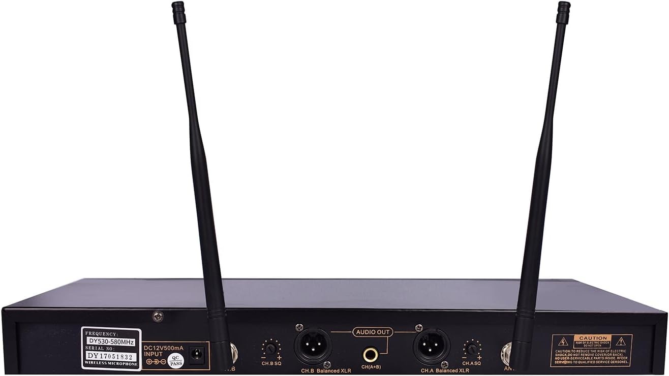 Professional Dual Karaoke Wireless Microphone w/ Anti Feedback - Blue