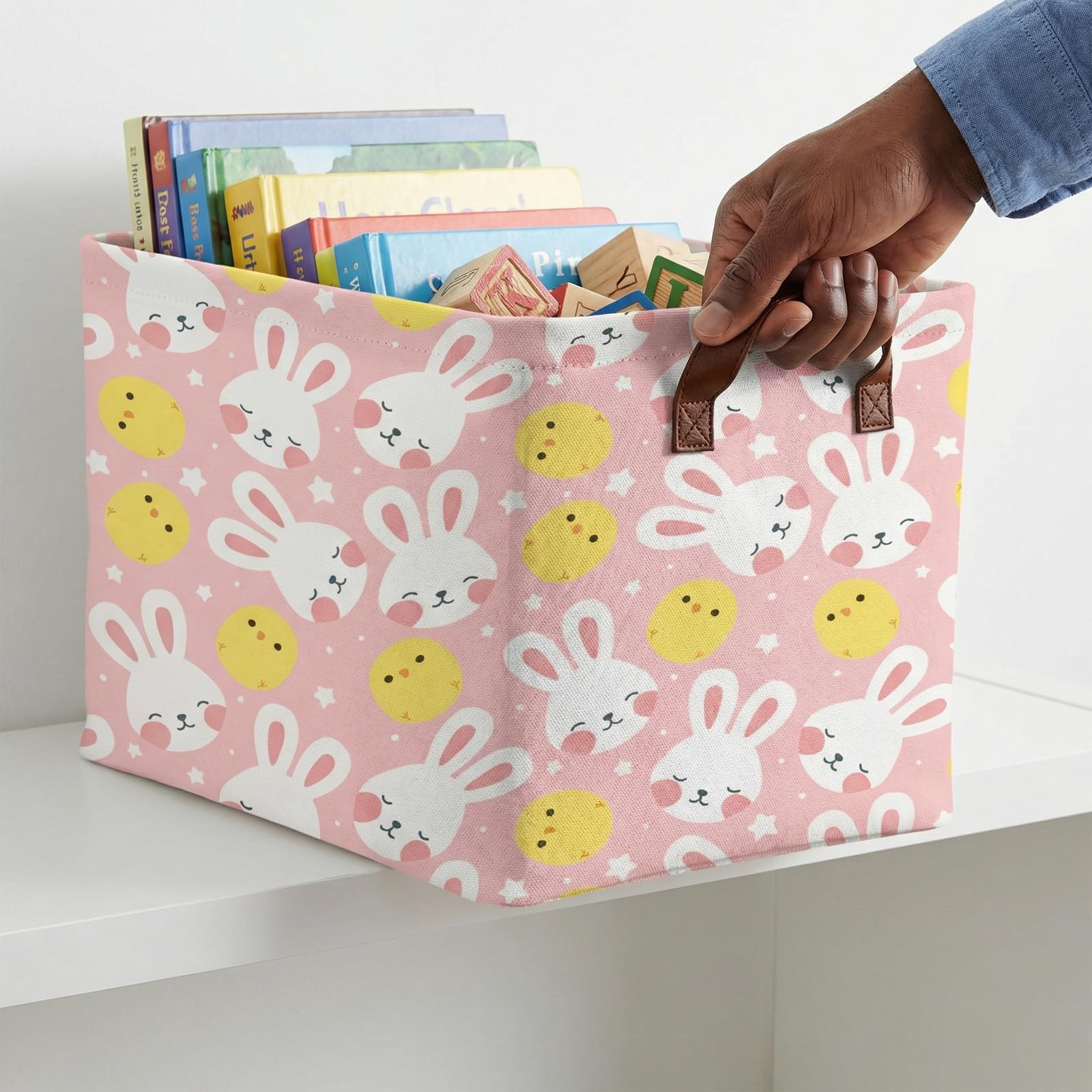 ASKETAM Large Cute Easter Basket for Kid Empty Gift Baby Rectangle Storage Bi...