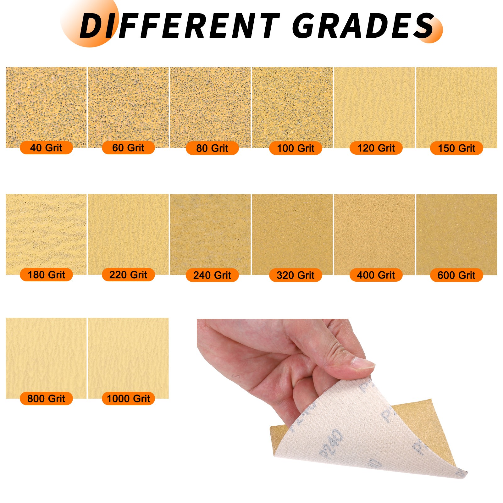 40 Pcs 180 Grit Dry Sandpapers, 4.5 x 5.5 Inch Sand Papers, Gold