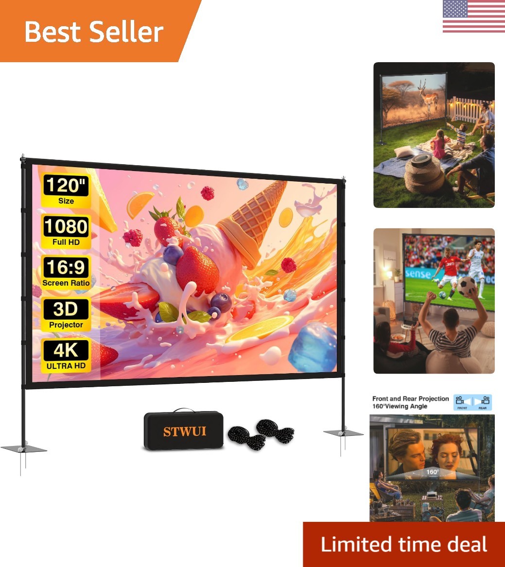 Wrinkle-Free 120 Inch Outdoor Projector Screen - Perfect for Family Gatherings