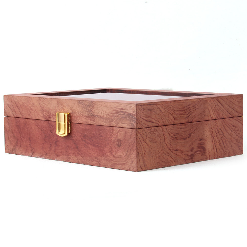 10-Slot Watch Box Glass Top Vintage Display Jewelry Storage Organizer Case Wood