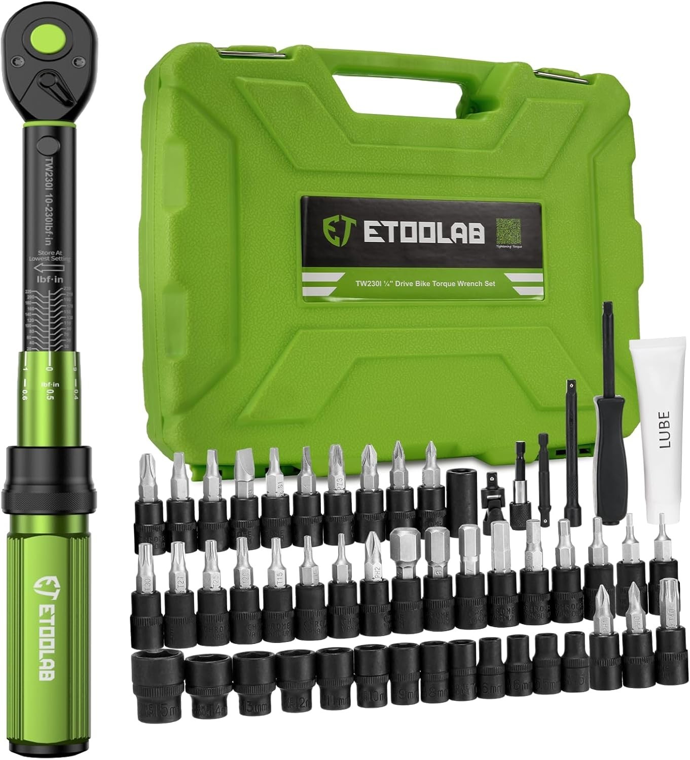 1/4 Torque Wrench 52pcs Dualrange10230 In.lb/126 Nm‘ฑ3% Precision Inch Pound To