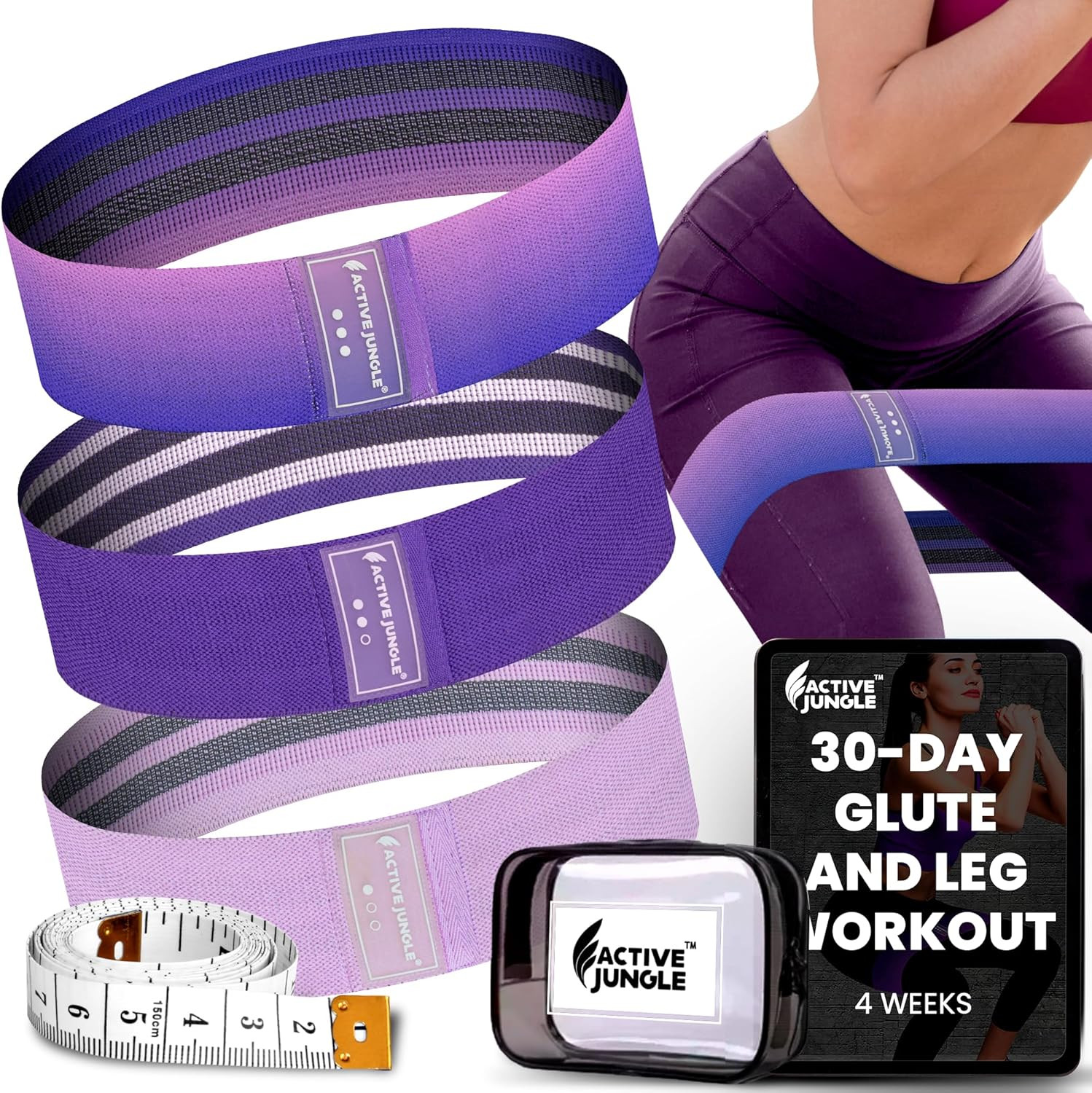 Premium Fabric Resistance Bands for Glutes & Legs – Set of 3 | Non-Slip, Elastic