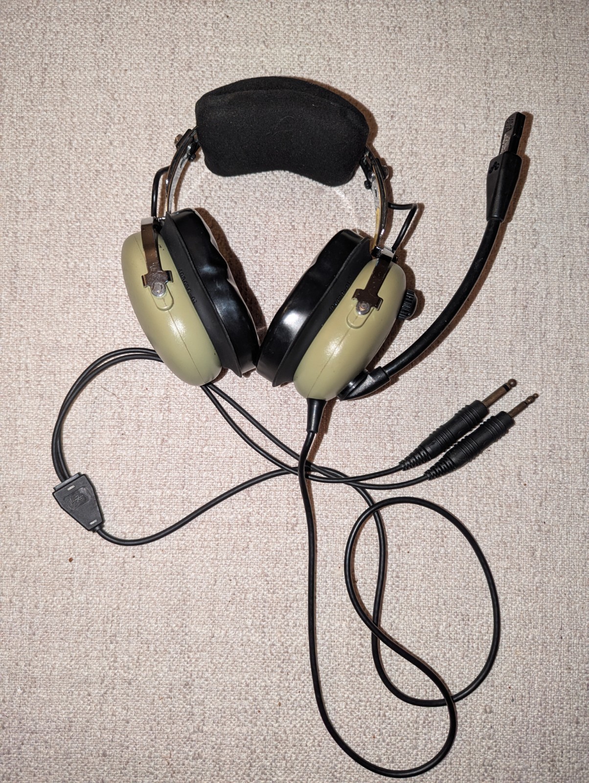 David Clark Aviation Headset straight cable to dual GA plugs H10-13.4