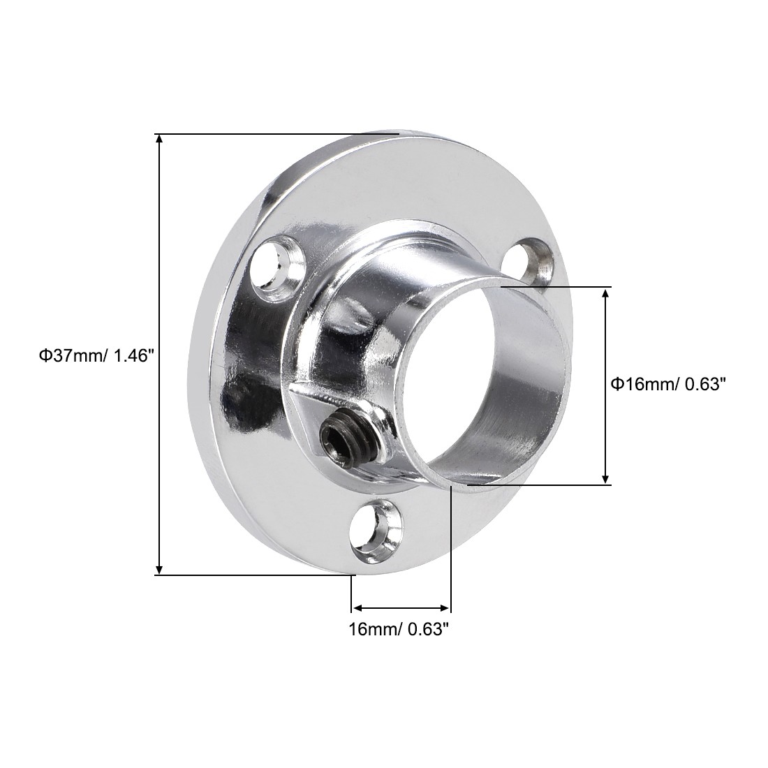 4Pcs 16mm Closet Rod Flange,Zinc Alloy Holder Socket Bracket Support