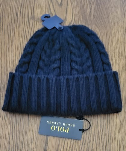 Polo Ralph Lauren Men’s Navy #443 Beanie Cable Knit w/ Signature Polo Player