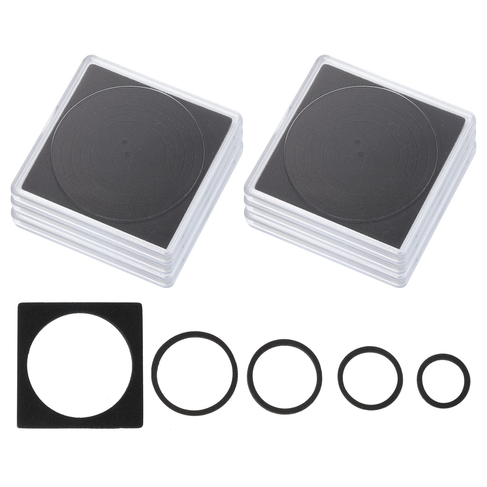 Coin Snap Holder, 6 Pack Coin Holders Square Fit 20/25/30/35/40mm, Black