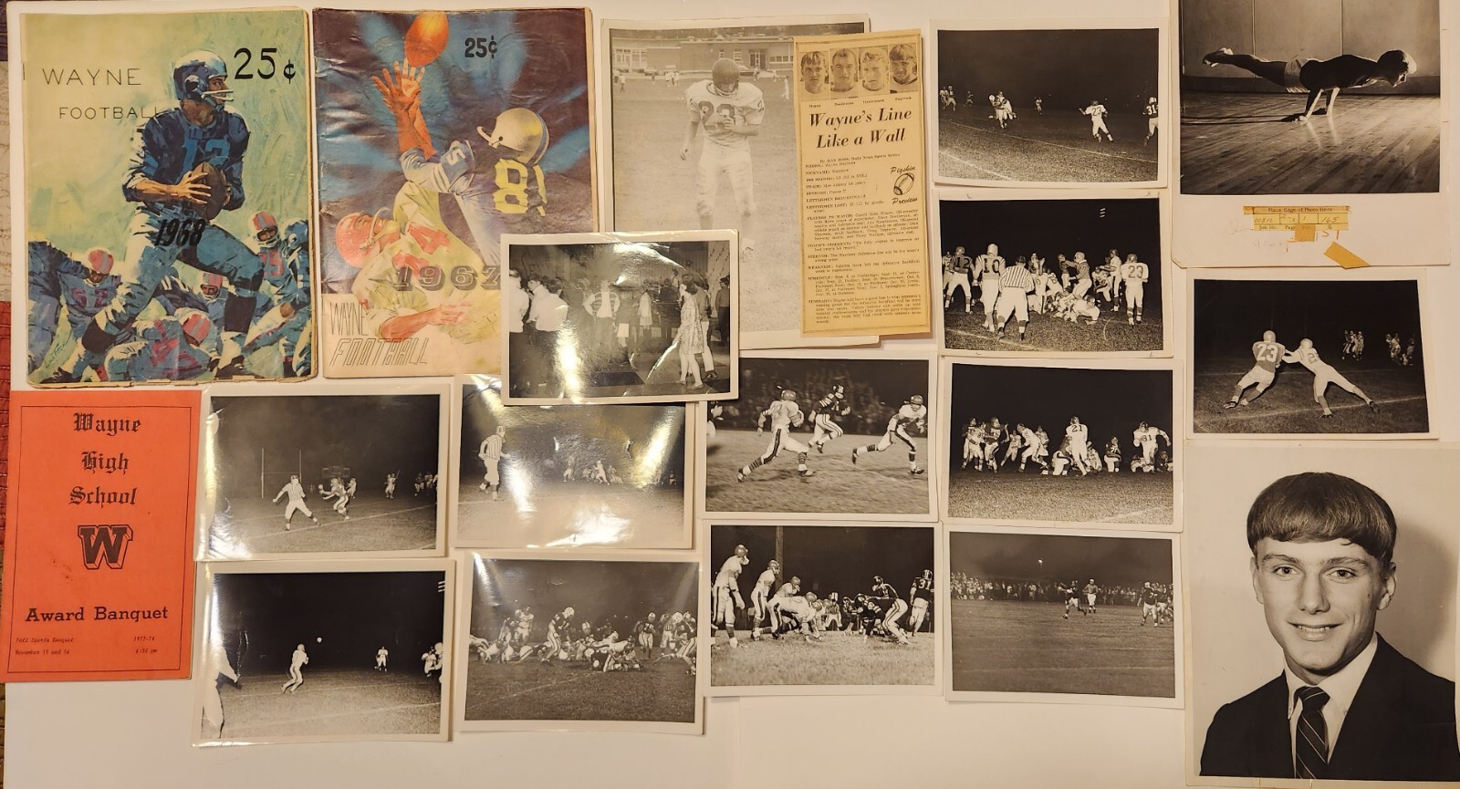 LARGE lot 1960's Wayne High School Warriors Ohio football programs photos & more