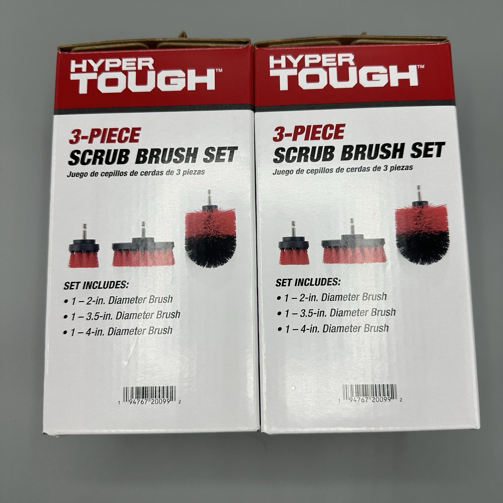 Hyper Tough Nylon Scrub Brush Cleaning Attachments for Power Drill Bit Sets (2)
