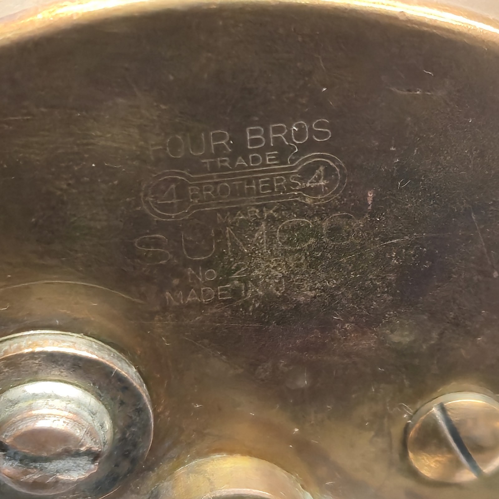 Vtg Four Bros 4 Brothers Sumco 2258 Fishing Reel Heavy Brass