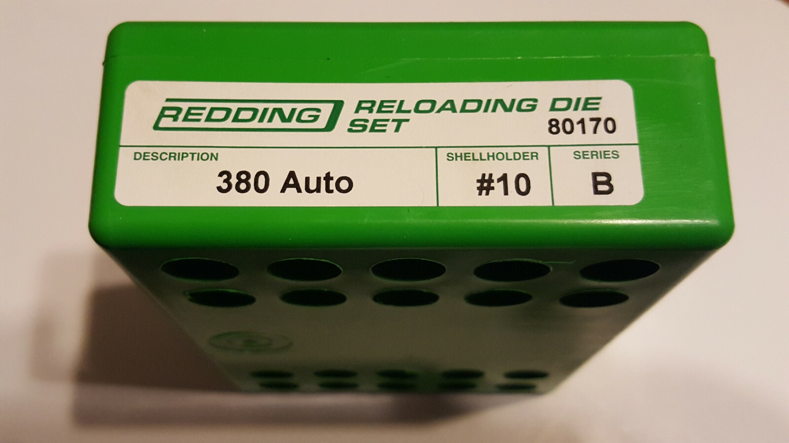 80170 REDDING 3-DIE FULL LENGTH DIE SET - 380 AUTO - BRAND NEW - FREE SHIPPING