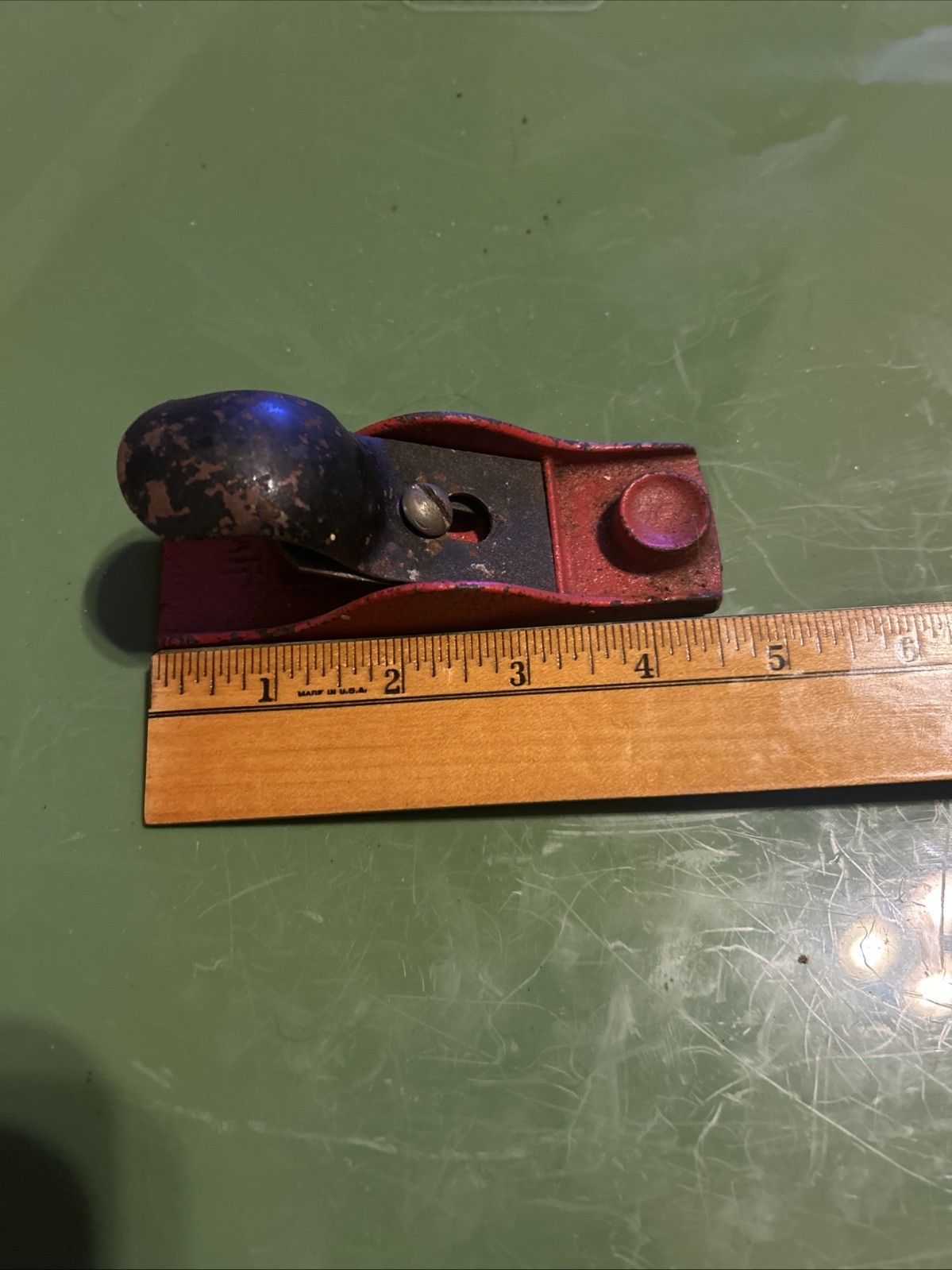 Vintage American Tool Foundry Small Block Plane Metal 4-5/8" Red