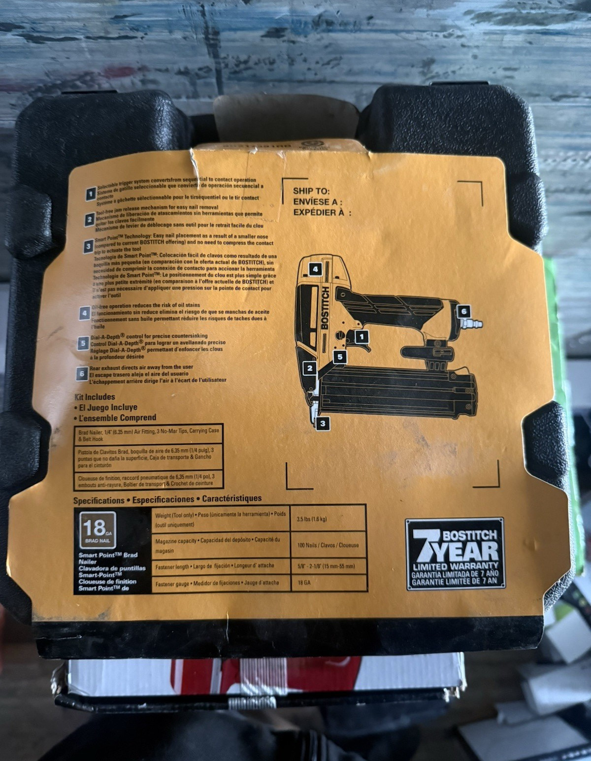 Bostitch Smart Point 18 GA Brad Nailer Kit BTFP12233 5/8"-2-1/8" Nail Size Range