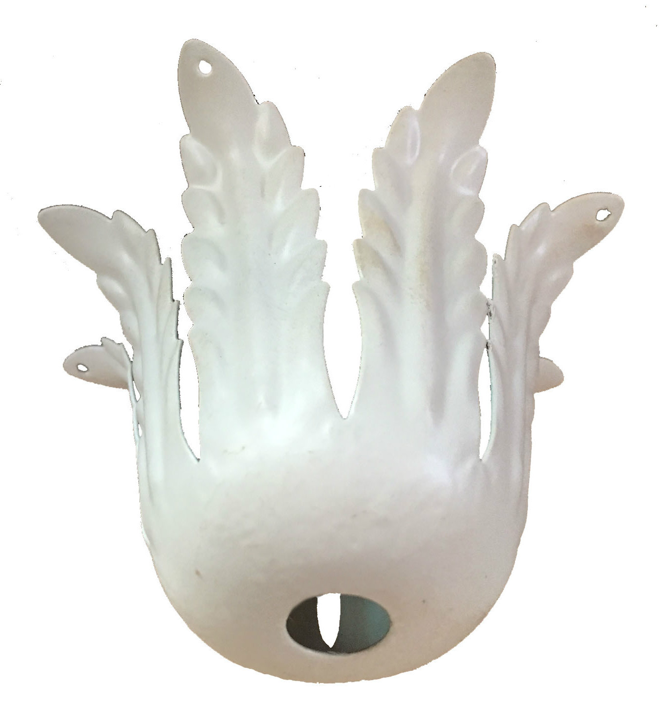 8 PETAL 2 3/8" DIA, 2 1/4" HT STAMPED STEEL HUSK CANDLE CUPS W/4 PRISMS HOLES.