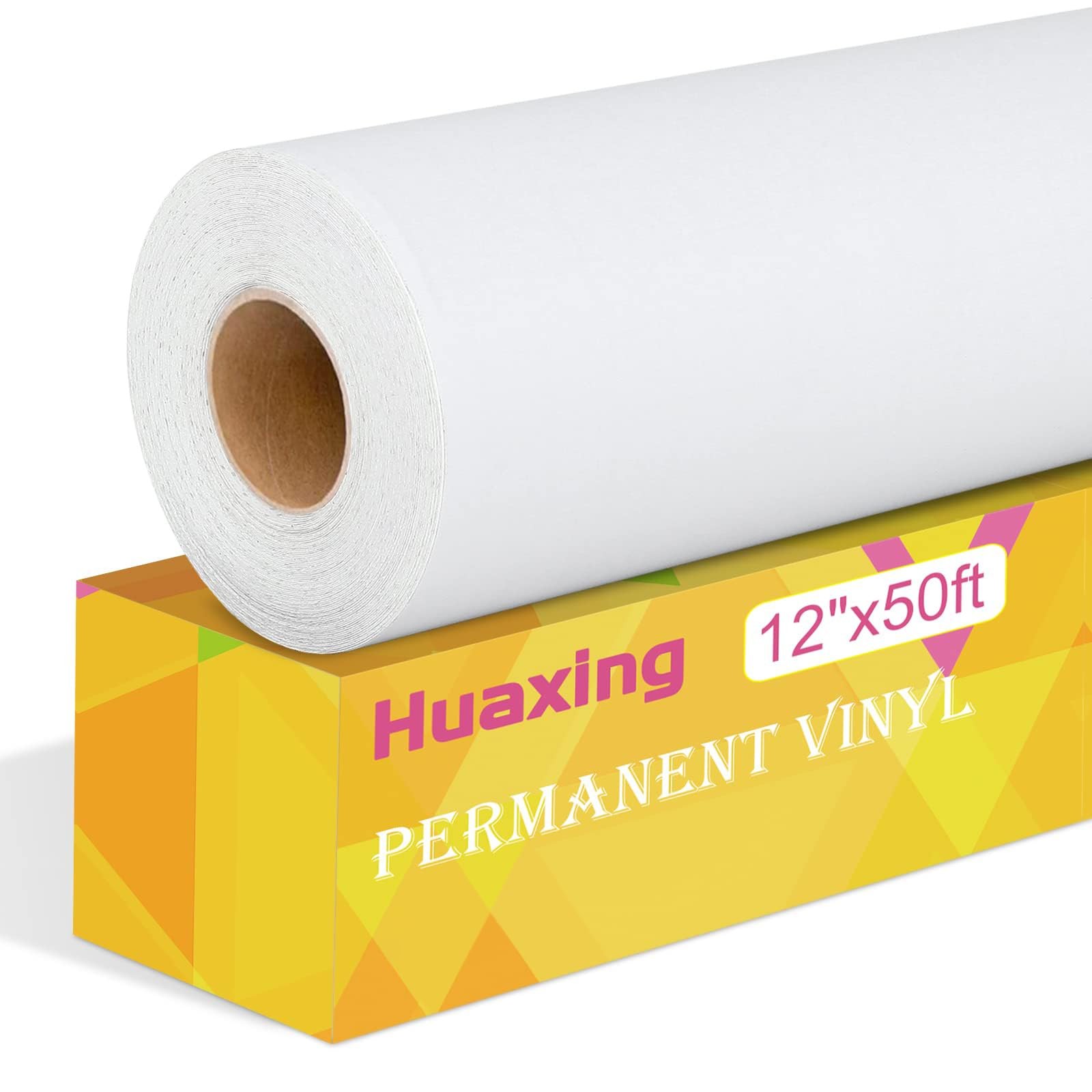 Huaxing Matte White Permanent Vinyl, 12" x 50FT 50FT, 50ft Matt