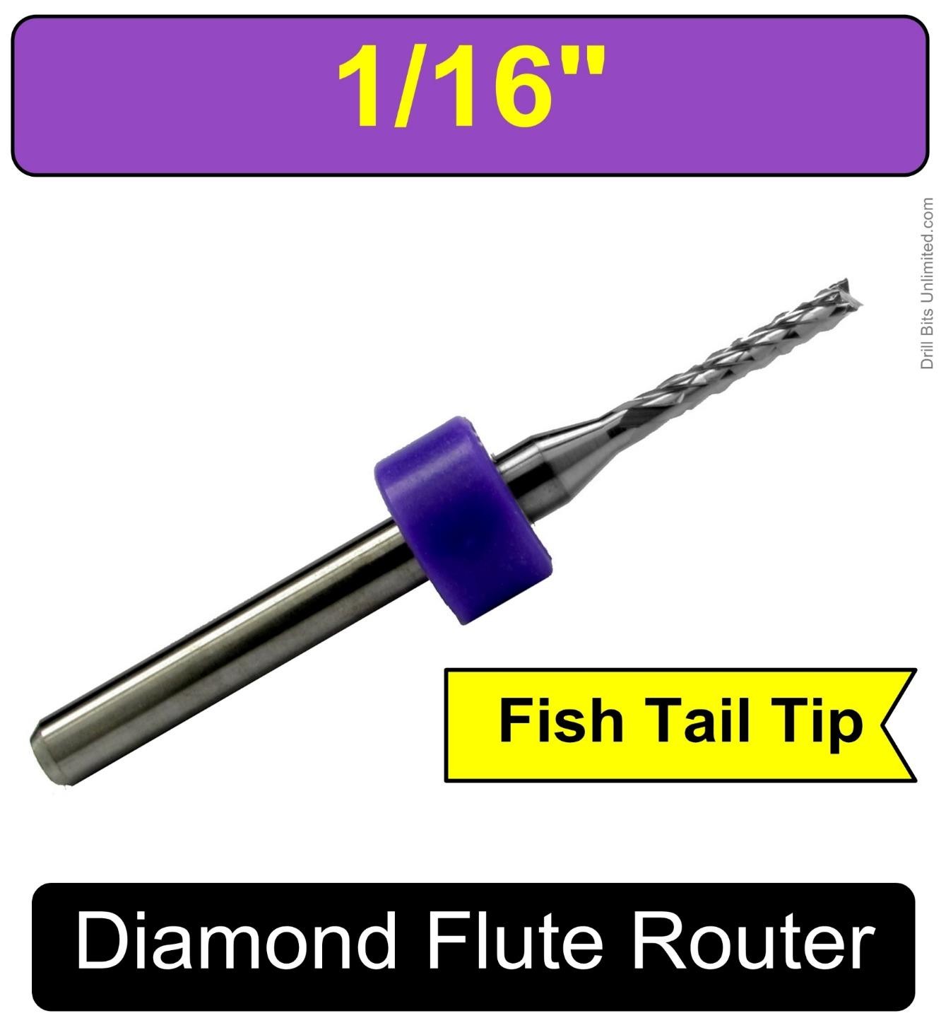 1/16" Router Bit Carbide .315" Depth Diamond Flutes 1 Piece FR4 G10 PCB CNC R132