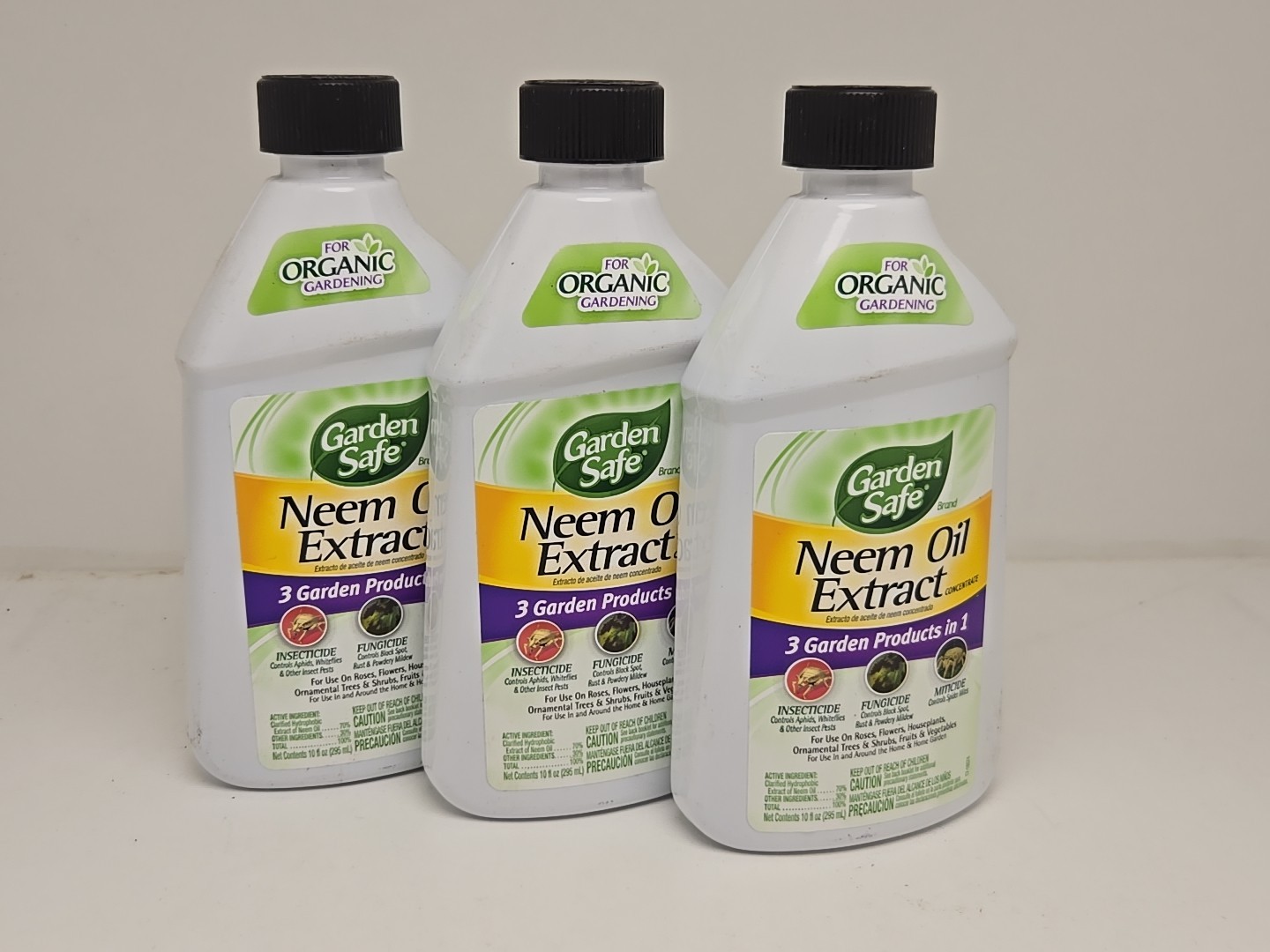 Lot of 3 - Organic Garden Safe Neem Oil Extract Concentrate 10 Oz Insecticide