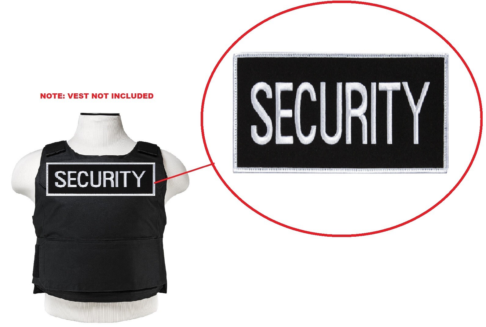 SECURITY PATCH PVC Hook and Loop Patch 4" x 9" for Tactical Vest- Black