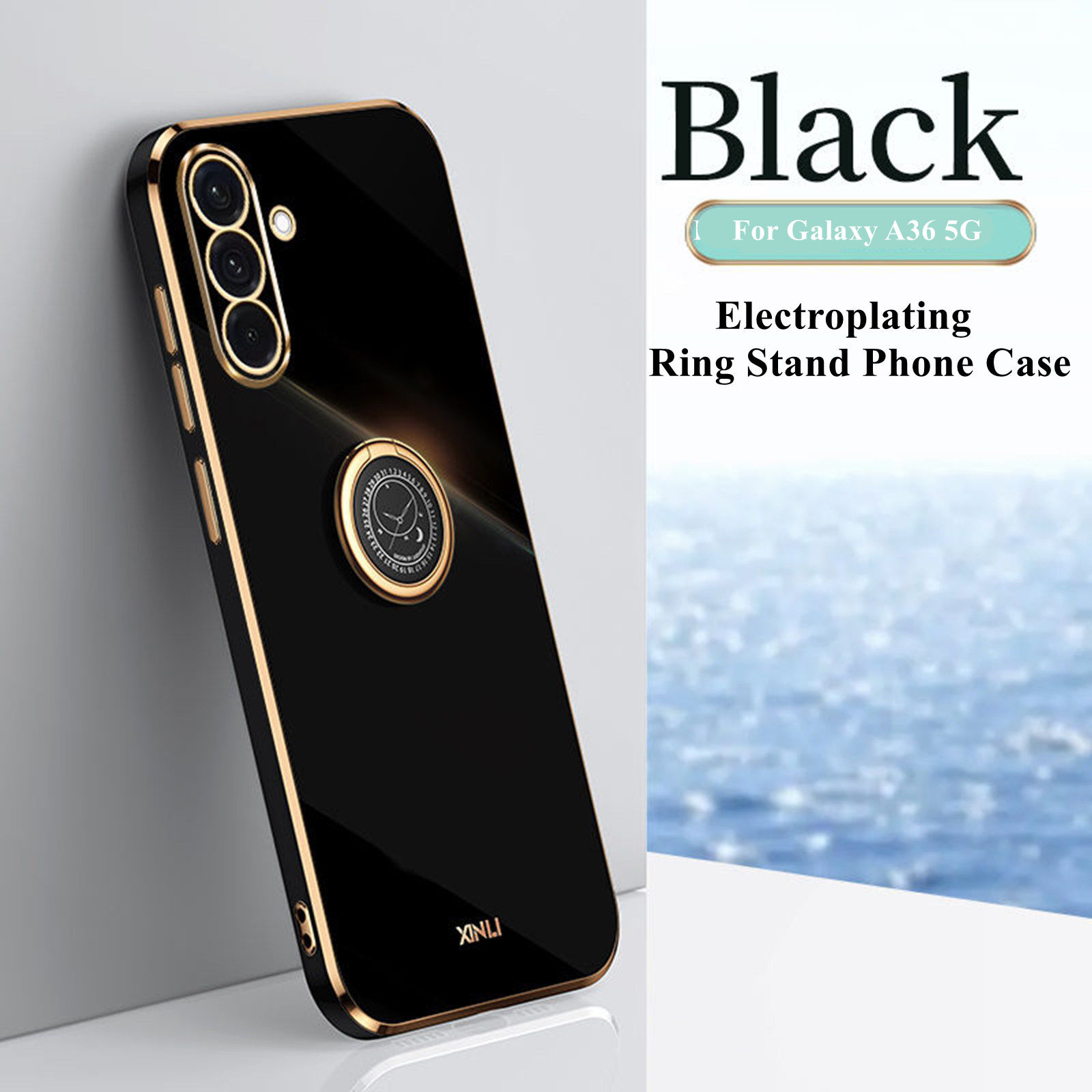For Samsung Galaxy A16 5G/A17 5G/A36 Plating Rubber Ring Stand Shockproof Case