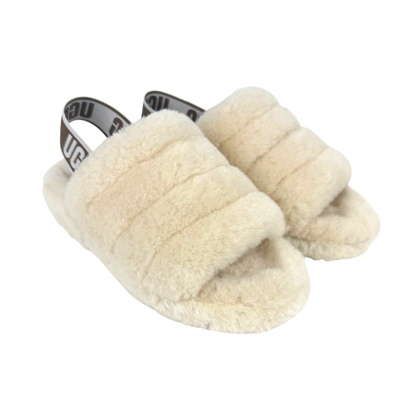 UGG Fluff Yeah NWOT Cream Shearling Slingback Slide Slippers Size 5