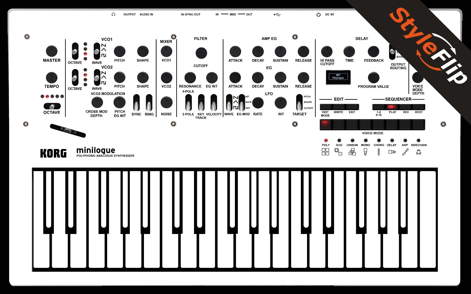 Korg Minilogue Skin | Color White | Protective Decal | StyleFlip Skins