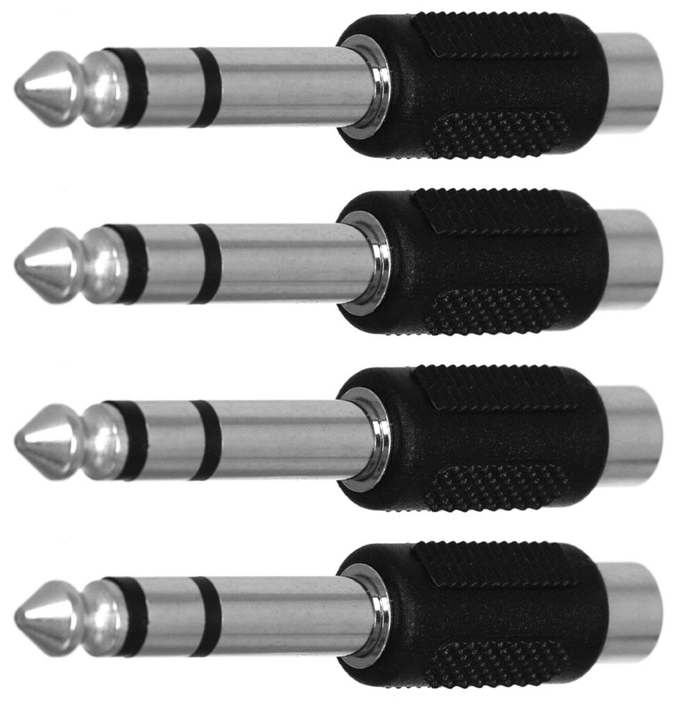 CESS 6.35mm 1/4 Inch Stereo TRS Male Plug to RCA Female Jack Silver