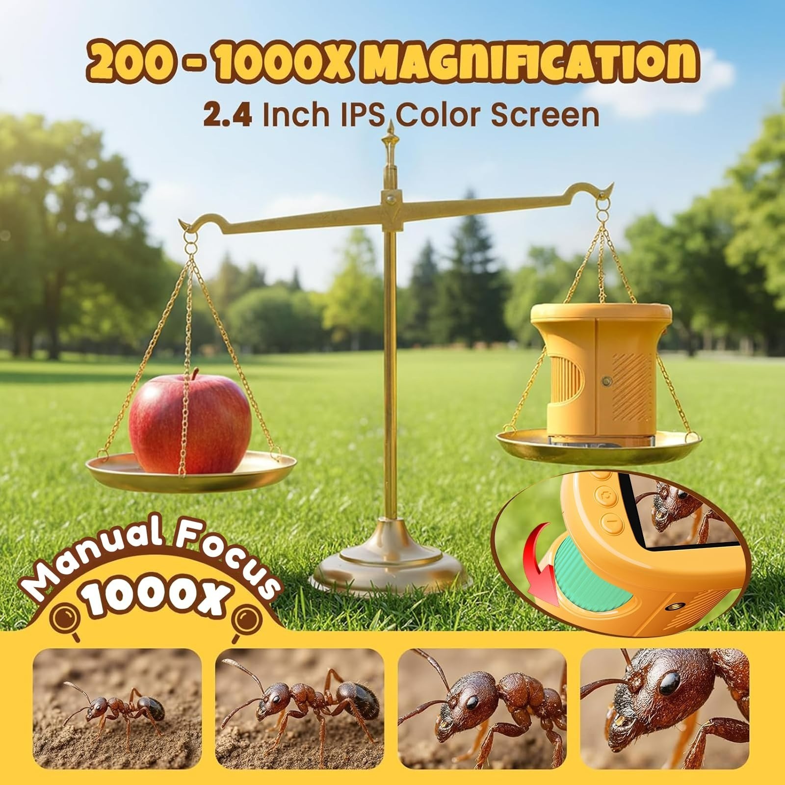 Handheld Digital Mini Microscope 1000X 4K for Kids Educational Science Kit