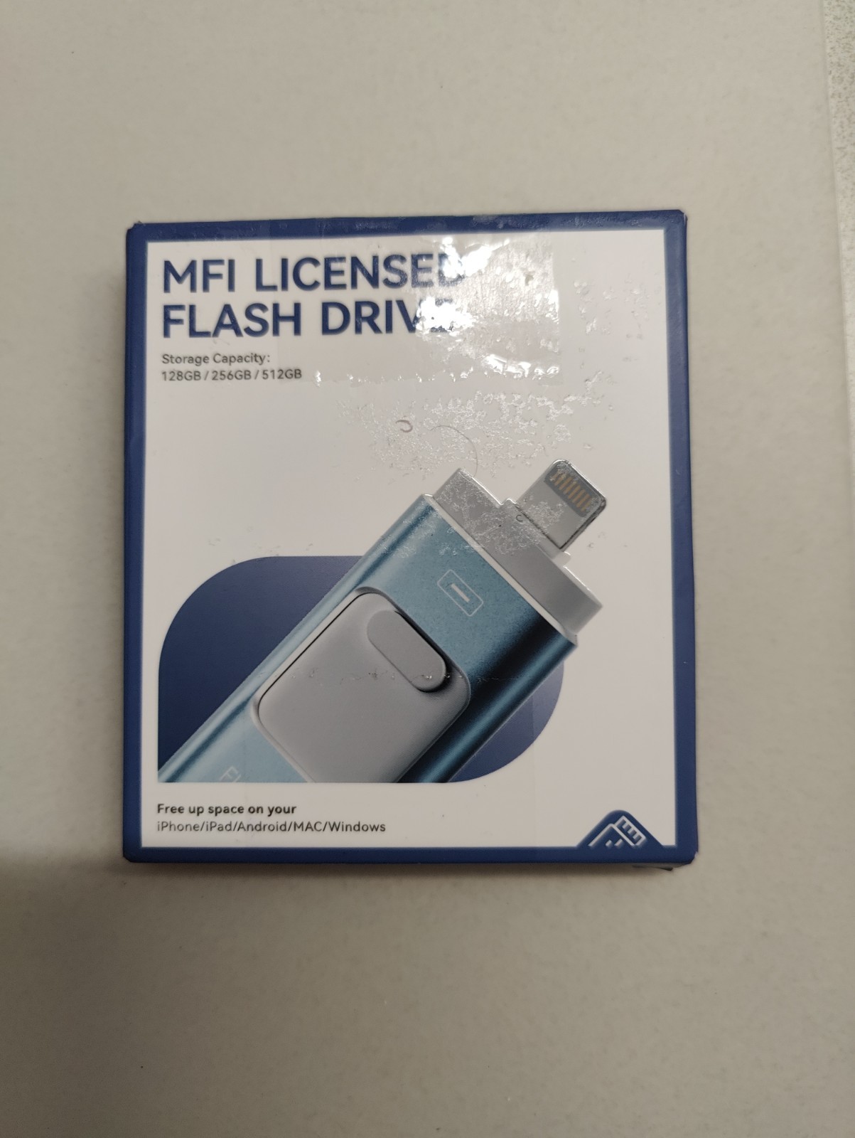 MFi Certified 128GB Flash Drive for iPhone Thumb Drive Photo Stick, Blue