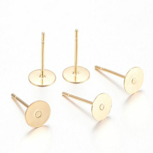 20 pcs. 304 Stainless Steel Golden Earring Posts/Bases/Studs/Settings 12x8mm